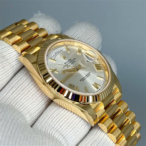 rolex day-date 40 yellow gold silver roman|rolex day date 40mm price.